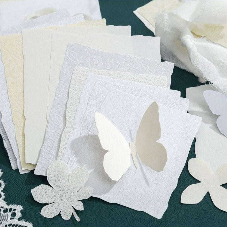 White Series Gentle Textured Material Paper 4 Styles 15 Pcs - ViktaShop