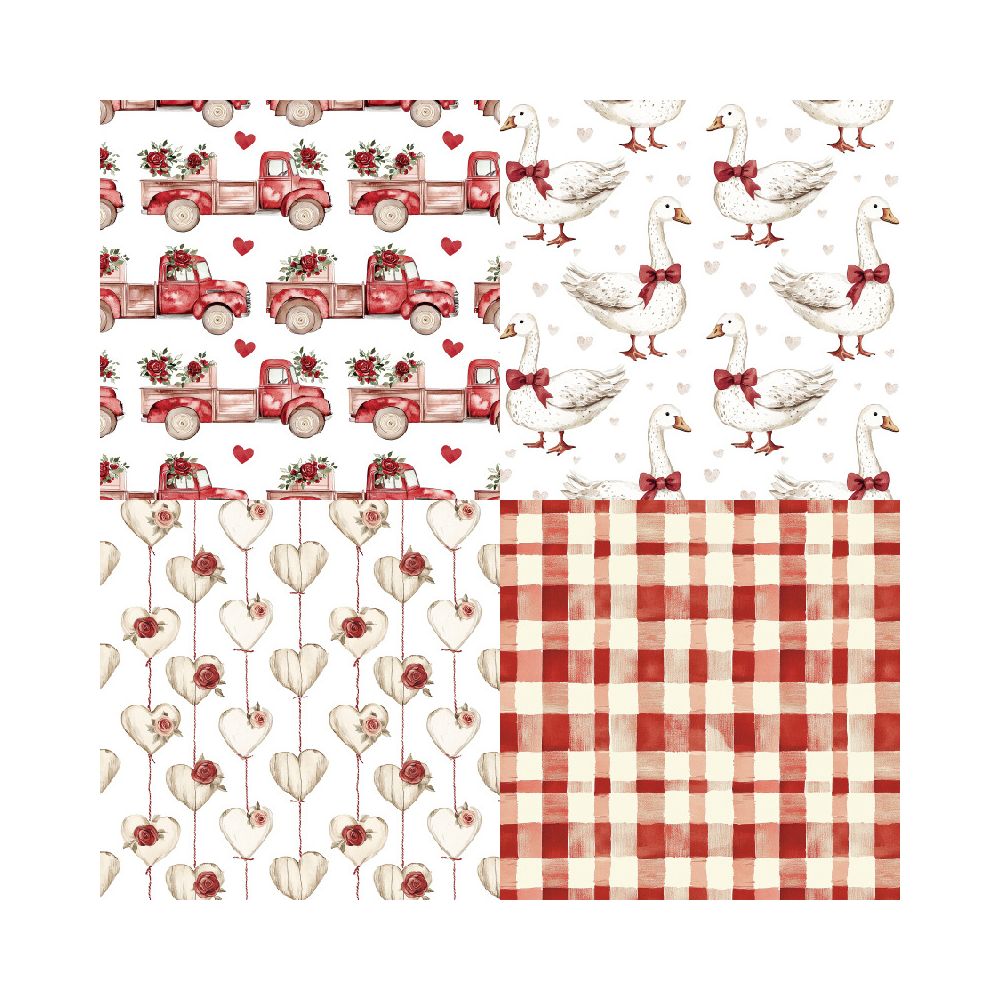 Winter heart series material paper 24 Pcs 15cm x 15cm - ViktaShop