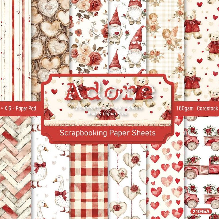 Winter heart series material paper 24 Pcs 15cm x 15cm - ViktaShop
