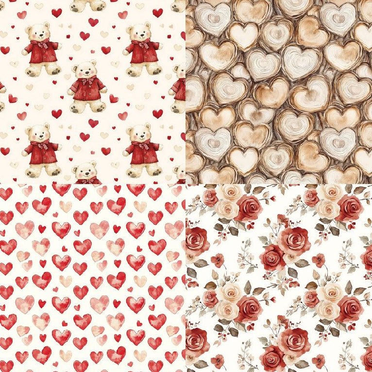 Winter heart series material paper 24 Pcs 15cm x 15cm - ViktaShop