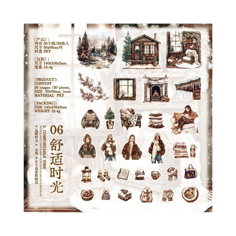 Winter Landscape PET Stickers 30 Sheets 6 Designs - ViktaShop
