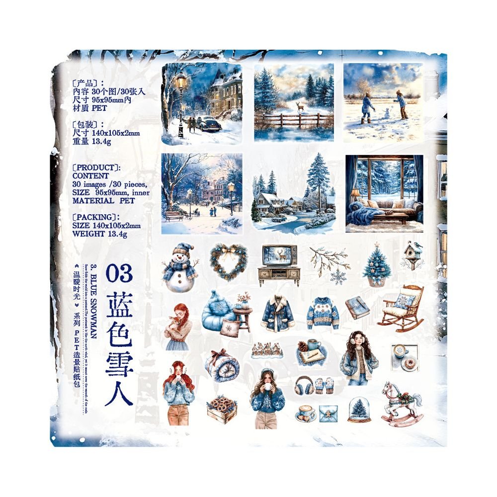 Winter Landscape PET Stickers 30 Sheets 6 Designs - ViktaShop