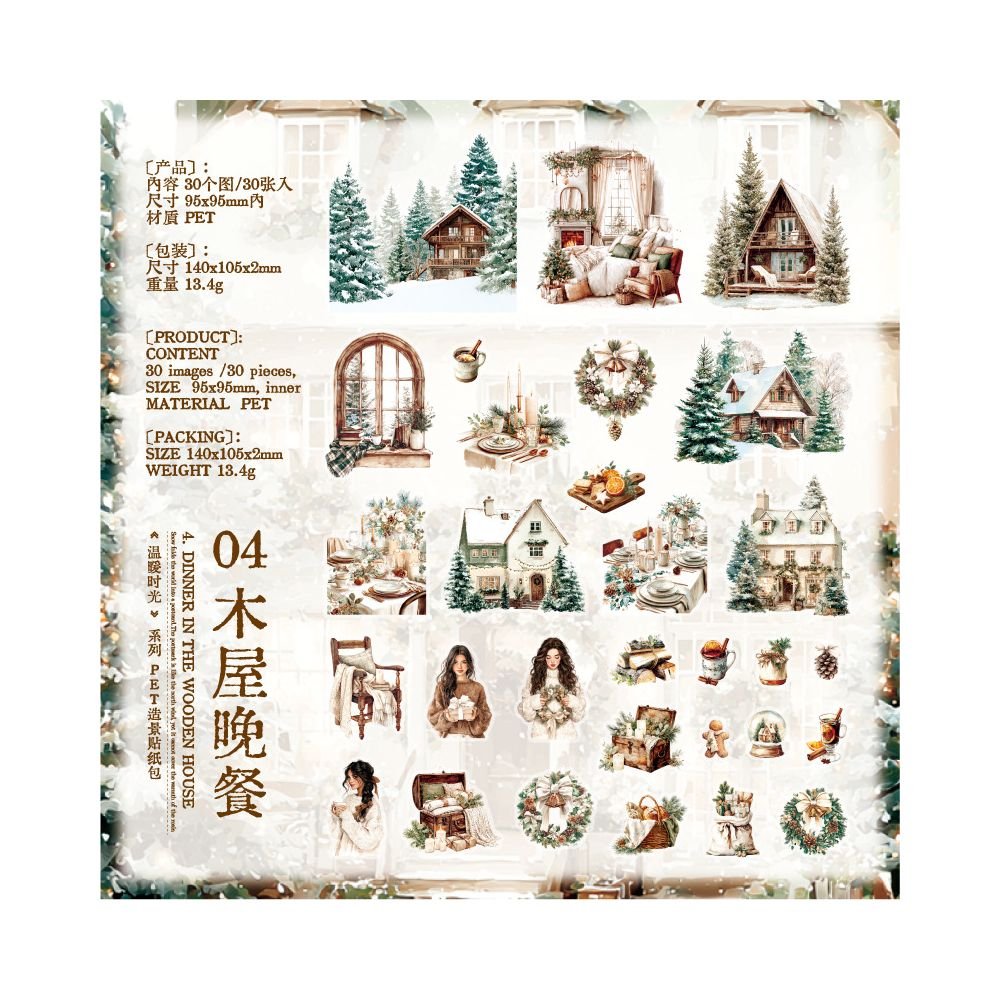 Winter Landscape PET Stickers 30 Sheets 6 Designs - ViktaShop