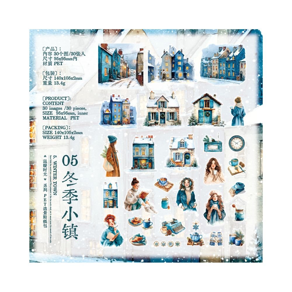 Winter Landscape PET Stickers 30 Sheets 6 Designs - ViktaShop