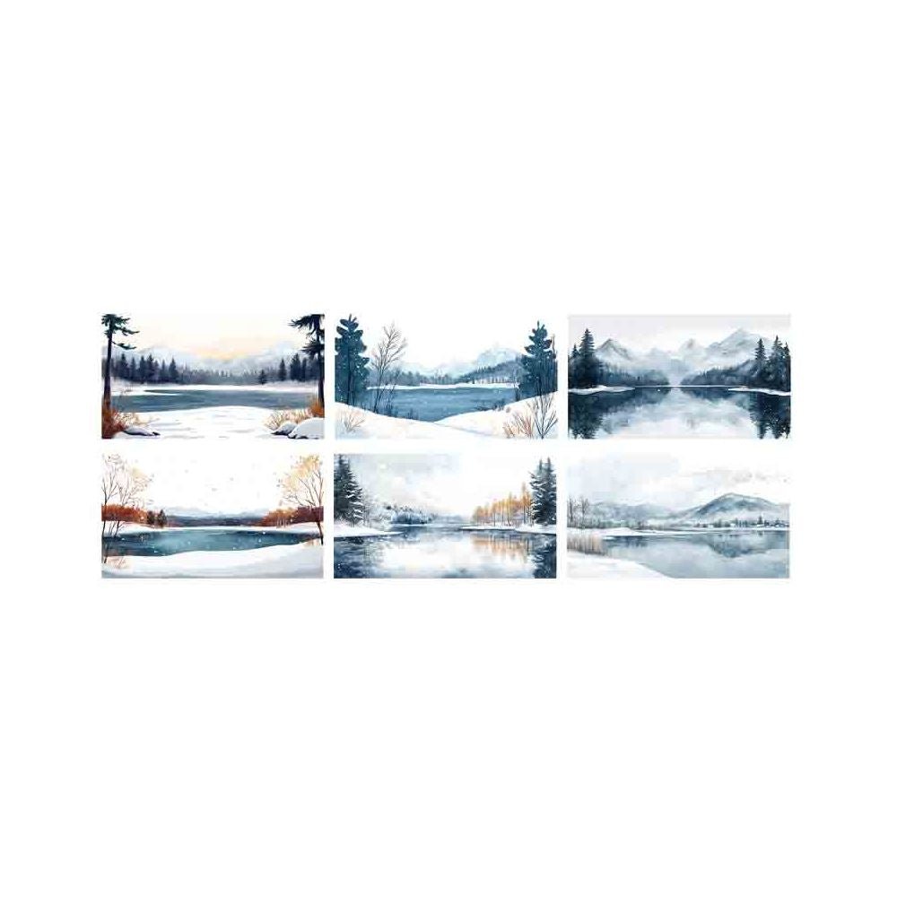 Winter scenery landscape PET tape 6 styles 9cm / 1m - ViktaShop