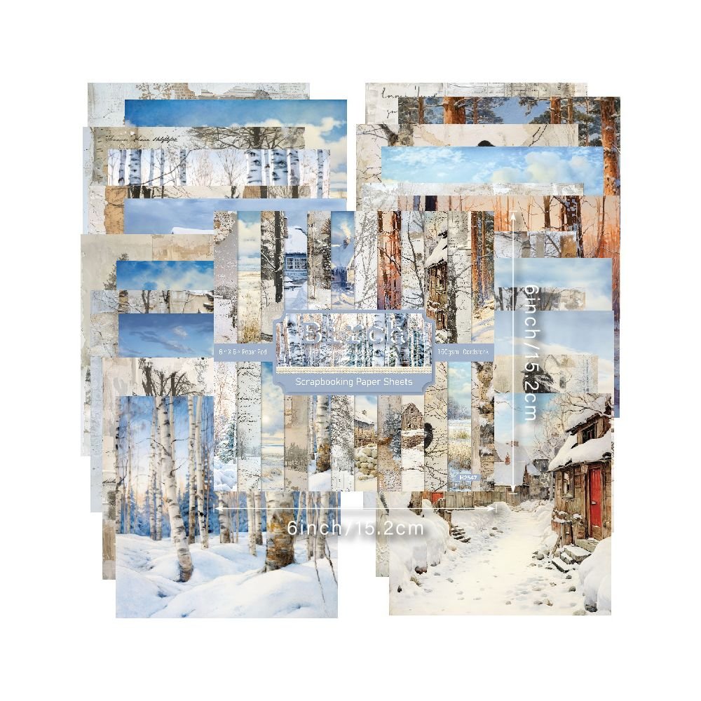 Winter series material paper 24 Sheets 15cm x 15cm - ViktaShop