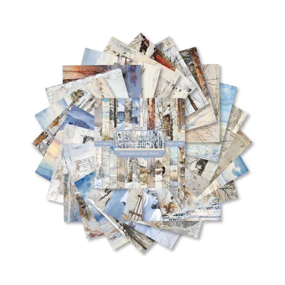 Winter series material paper 24 Sheets 15cm x 15cm - ViktaShop