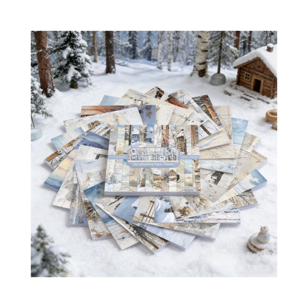 Winter series material paper 24 Sheets 15cm x 15cm - ViktaShop