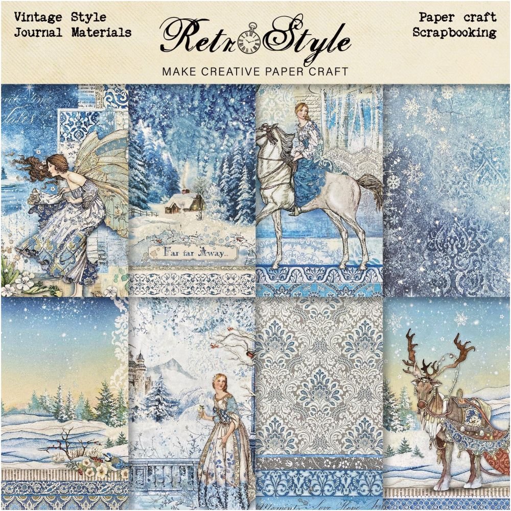 Winter series vintage material paper 16 sheets 14cm x 21cm - ViktaShop
