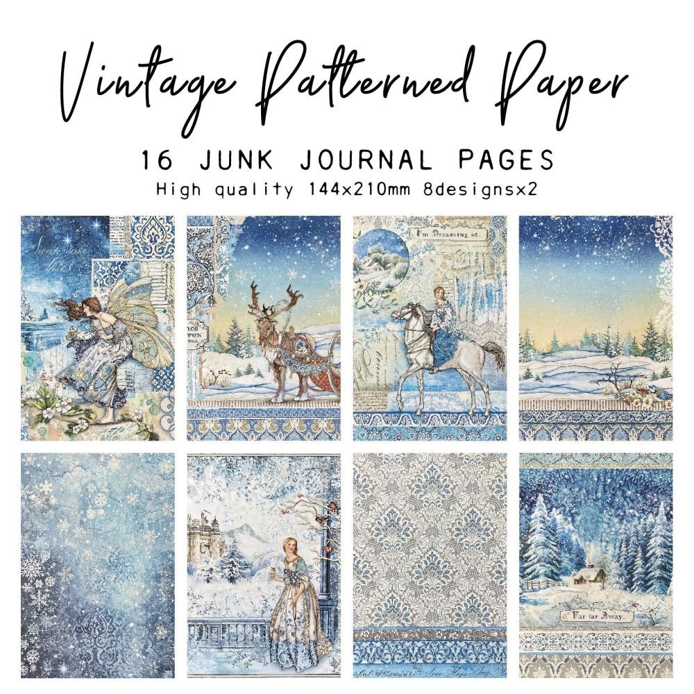 Winter series vintage material paper 16 sheets 14cm x 21cm - ViktaShop