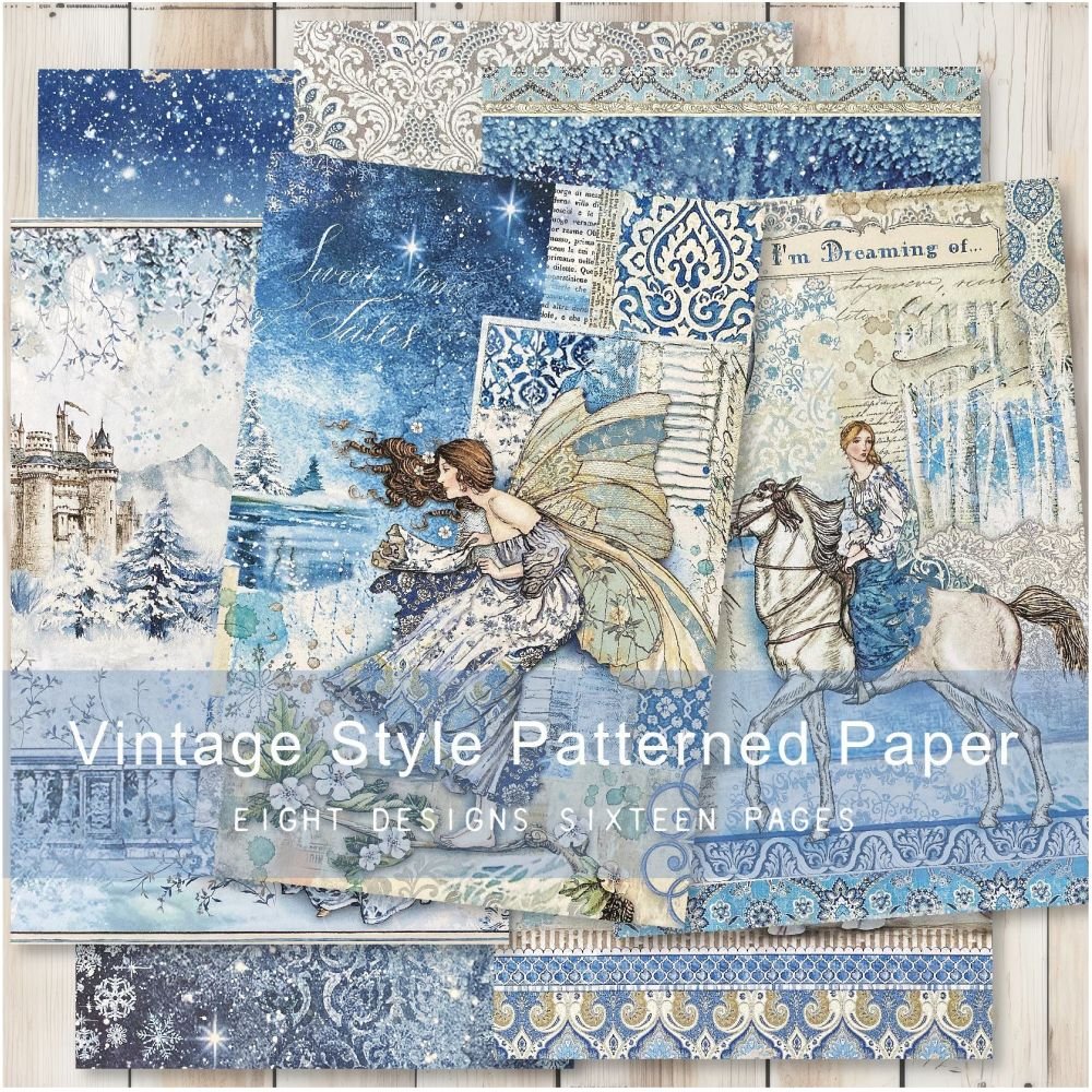 Winter series vintage material paper 16 sheets 14cm x 21cm - ViktaShop