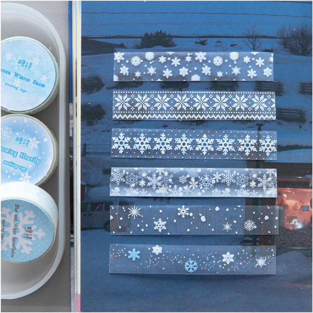 Winter Snowflake Theme Washi Tape 1 5cm x 2m 6 Designs - ViktaShop