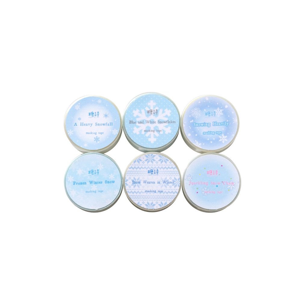 Winter Snowflake Theme Washi Tape 1 5cm x 2m 6 Designs - ViktaShop