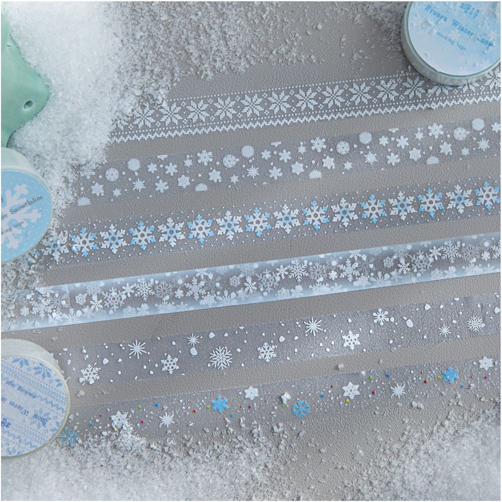 Winter Snowflake Theme Washi Tape 1 5cm x 2m 6 Designs - ViktaShop