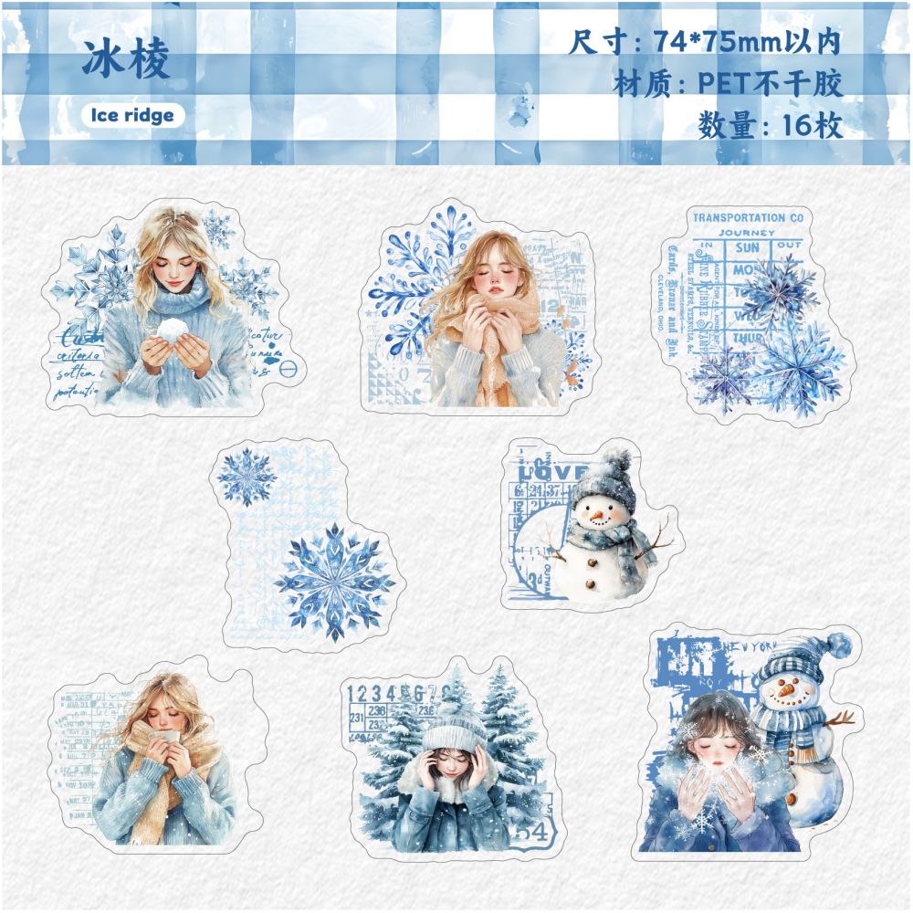 Winter Warmth Series Character PET Stickers 16 Pcs 6 Designs - ViktaShop