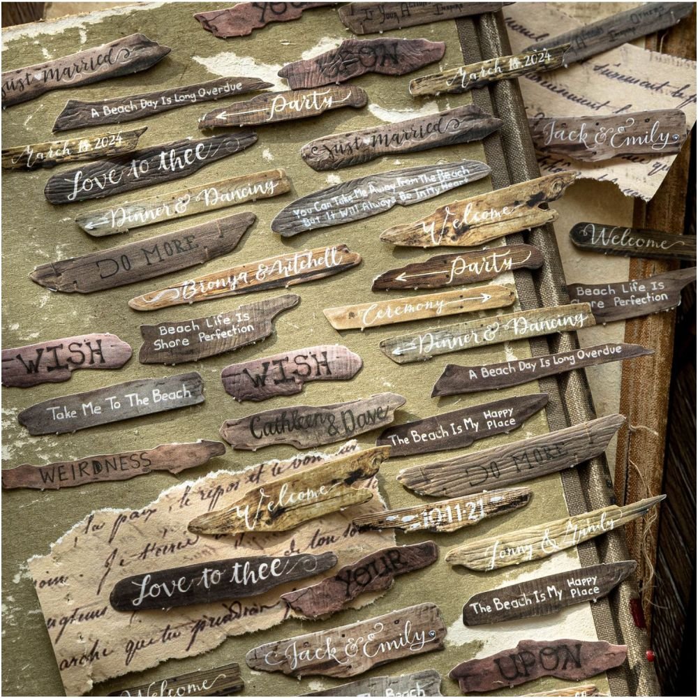 Wooden Language Series Paper Stickers 50 Sheets 6 Designs - ViktaShop