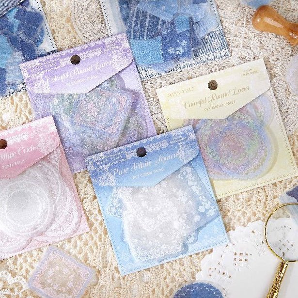 Woven series lace material PET Stickers 6 Styles 30 Pcs - ViktaShop