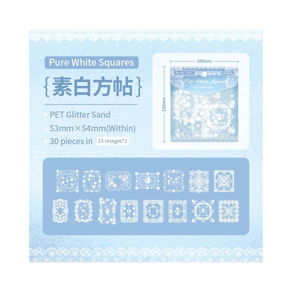 Woven series lace material PET Stickers 6 Styles 30 Pcs - ViktaShop